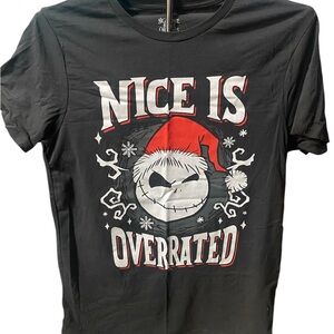 Tim Burtons Nightmare Before Christmas Black Tee with Jack Skellington design